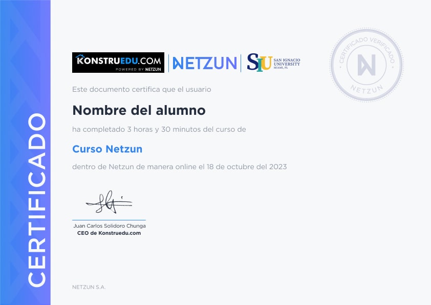 Modelo de certificado de nuestro curso
